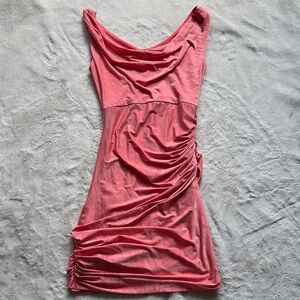 Le Château Coral Ruched Cowl Neck Mini Dress Size Medium